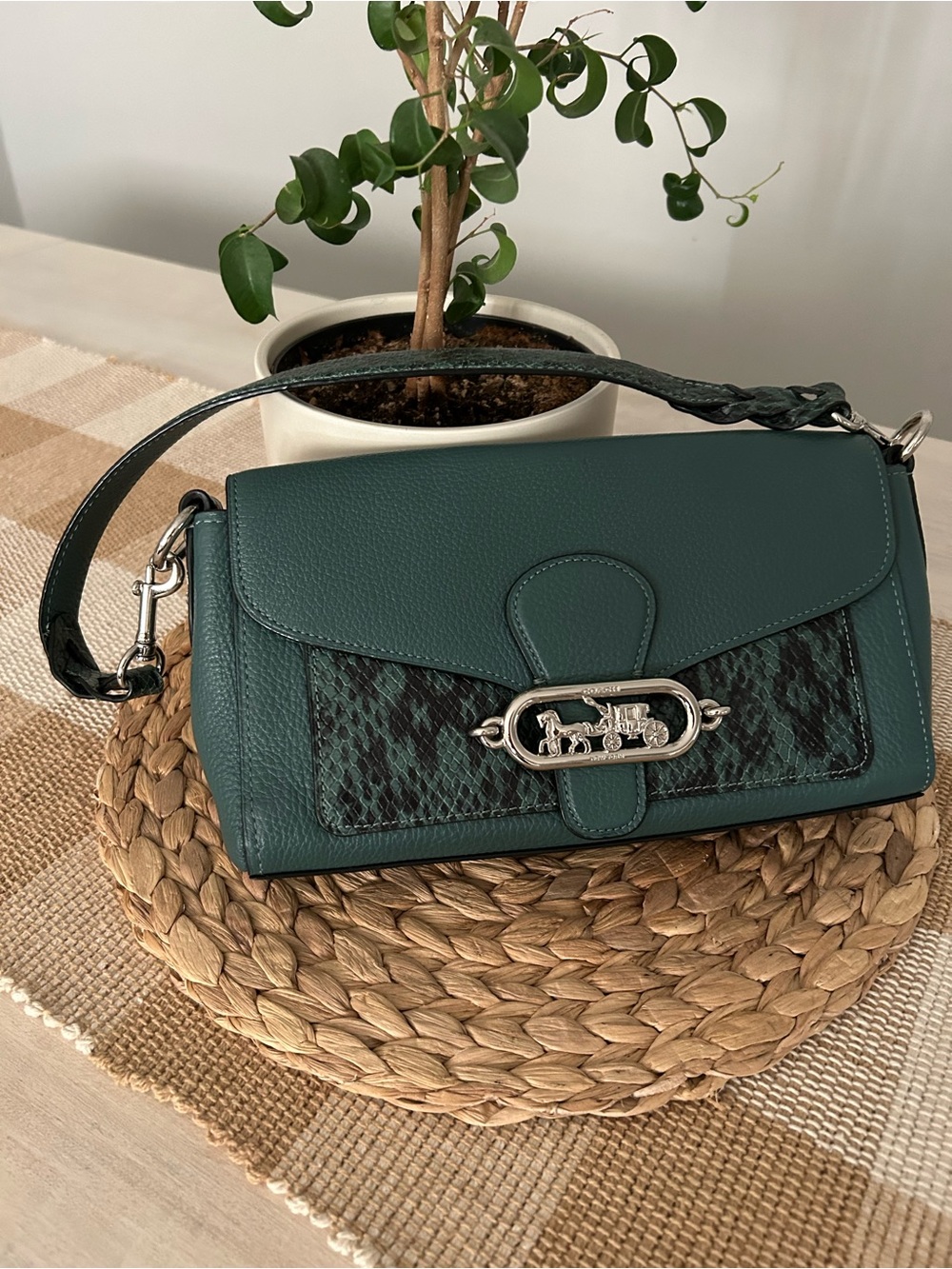 Coach Small Jade Shoulder Bag in Exotic Dark Turquoise Style #91034
